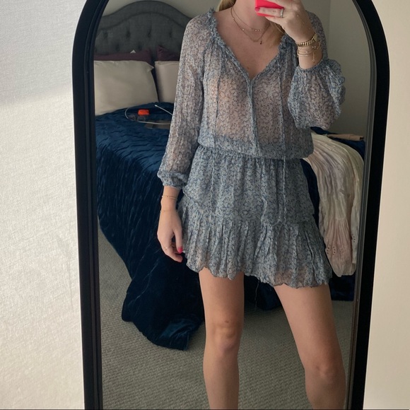 LoveShackFancy Popover Dress Blue Floral - Picture 14 of 14